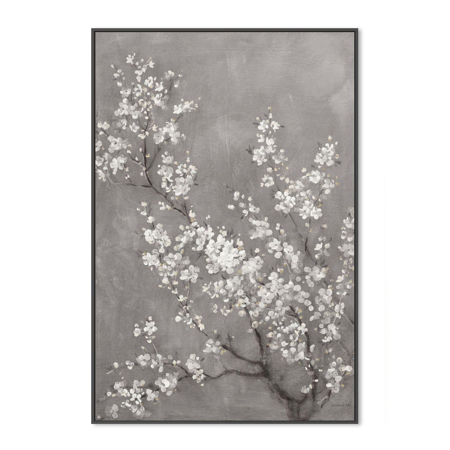 wall-art-print-canvas-poster-framed-White Cherry Blossoms on Grey, Style B , By Danhui Nai-3