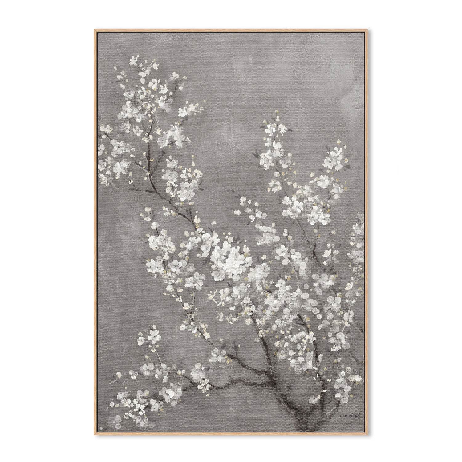 wall-art-print-canvas-poster-framed-White Cherry Blossoms on Grey, Style B , By Danhui Nai-4