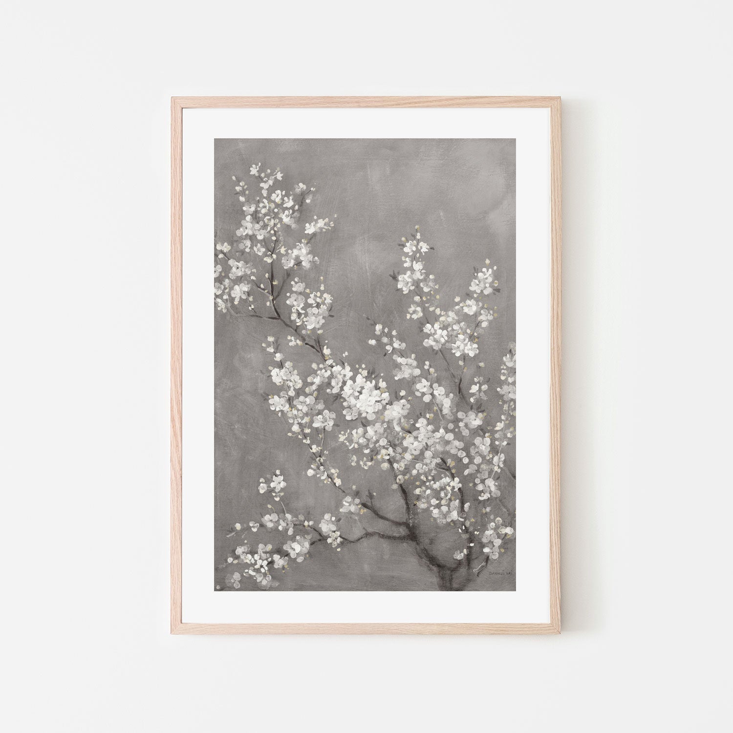 wall-art-print-canvas-poster-framed-White Cherry Blossoms on Grey, Style B , By Danhui Nai-6