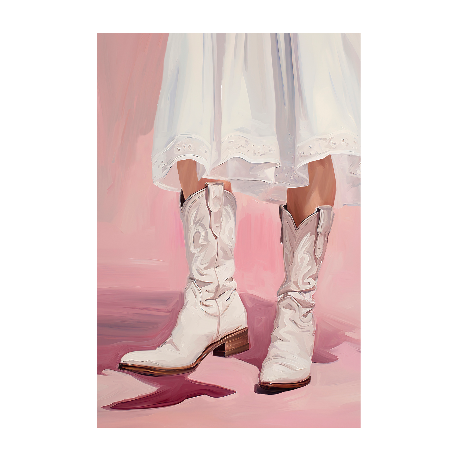 wall-art-print-canvas-poster-framed-White Cowgirl Boots , By Lady Hana-1