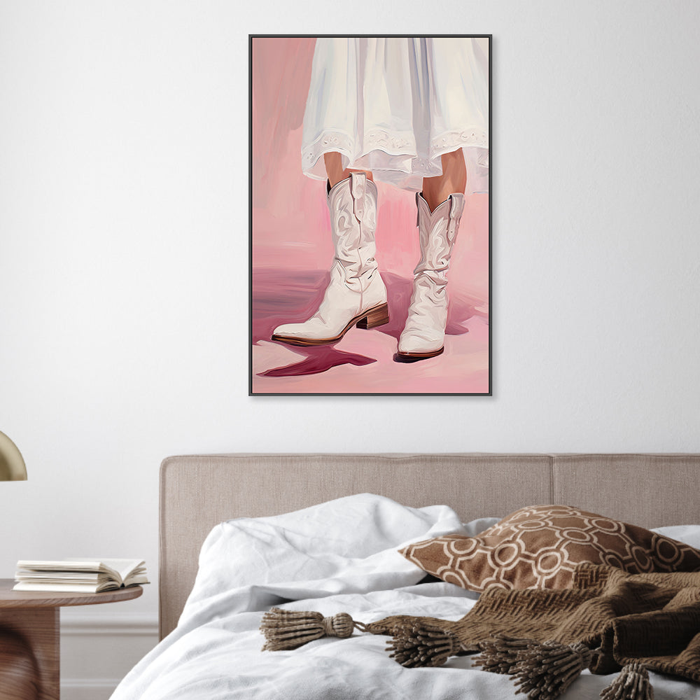 wall-art-print-canvas-poster-framed-White Cowgirl Boots , By Lady Hana-2