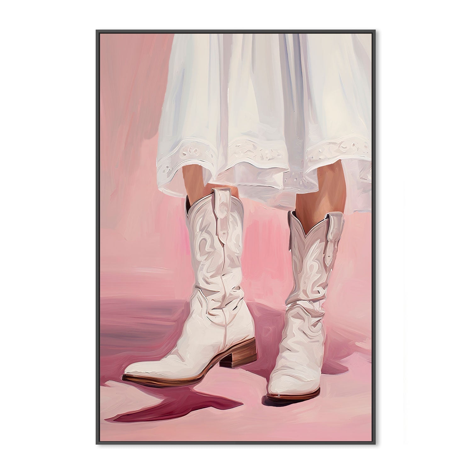 wall-art-print-canvas-poster-framed-White Cowgirl Boots , By Lady Hana-3