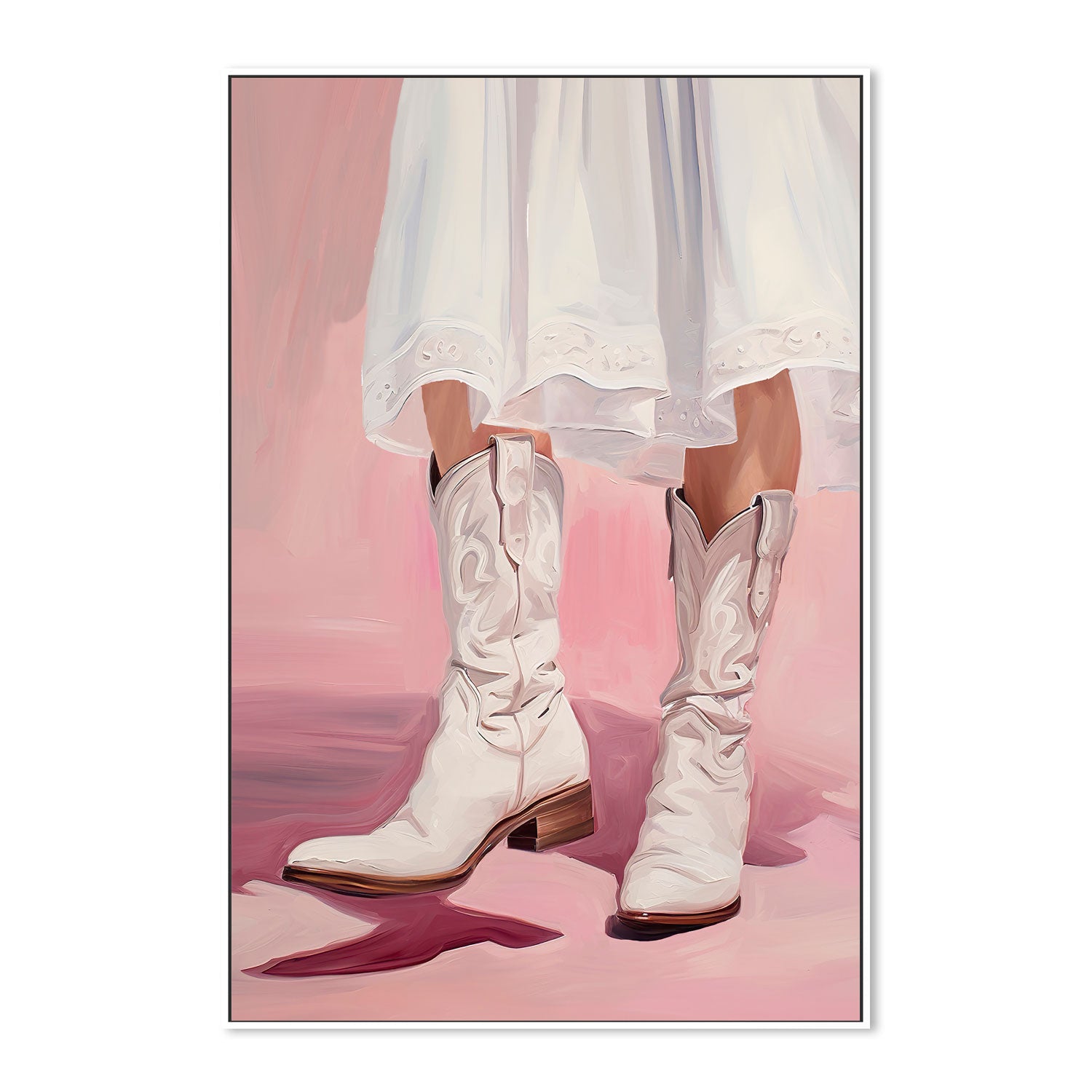 wall-art-print-canvas-poster-framed-White Cowgirl Boots , By Lady Hana-5