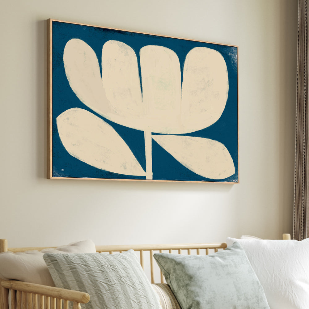 wall-art-print-canvas-poster-framed-White Flower On Blue , By Marco Marella-2