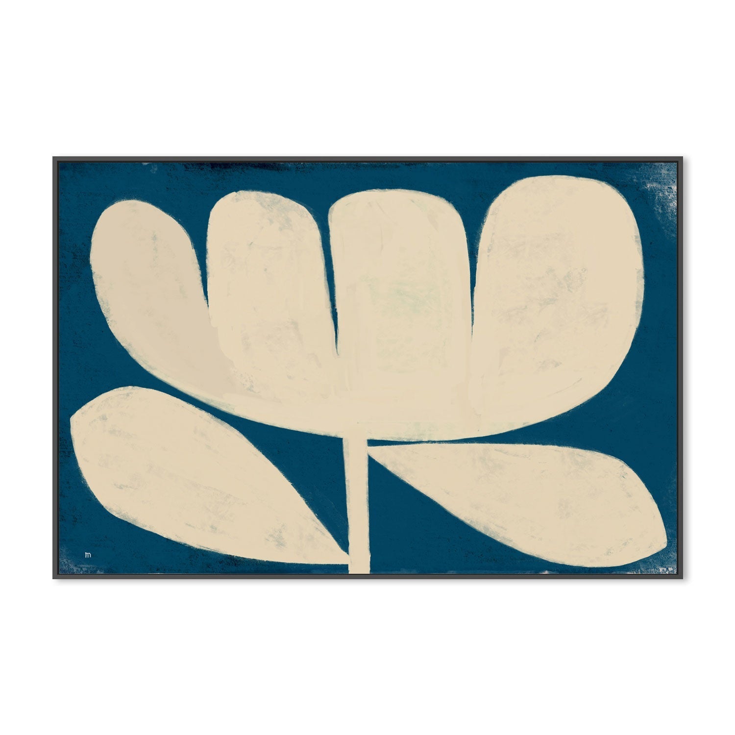 wall-art-print-canvas-poster-framed-White Flower On Blue , By Marco Marella-3