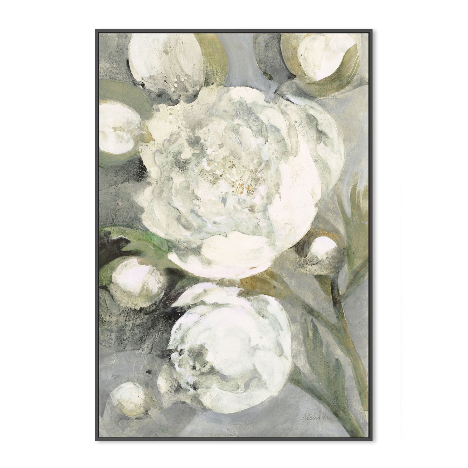 wall-art-print-canvas-poster-framed-White Garden Peonies , By Albena Hristova-GIOIA-WALL-ART