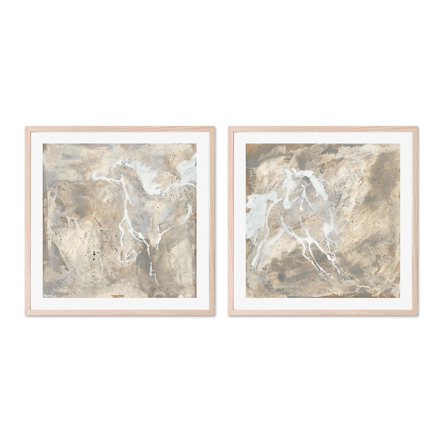 wall-art-print-canvas-poster-framed-White Horse, Set of 2-by-Chris Paschke-Gioia Wall Art