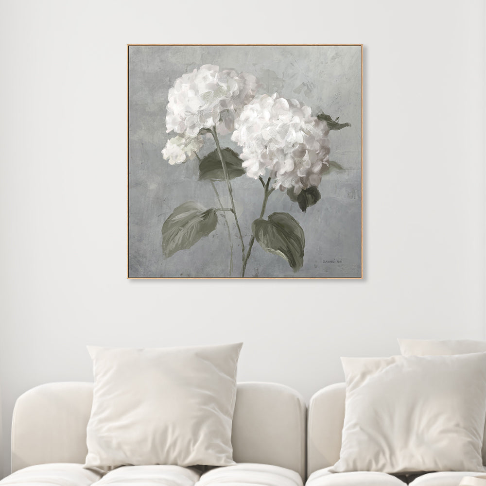 wall-art-print-canvas-poster-framed-White Hydrangeas , By Danhui Nai-2