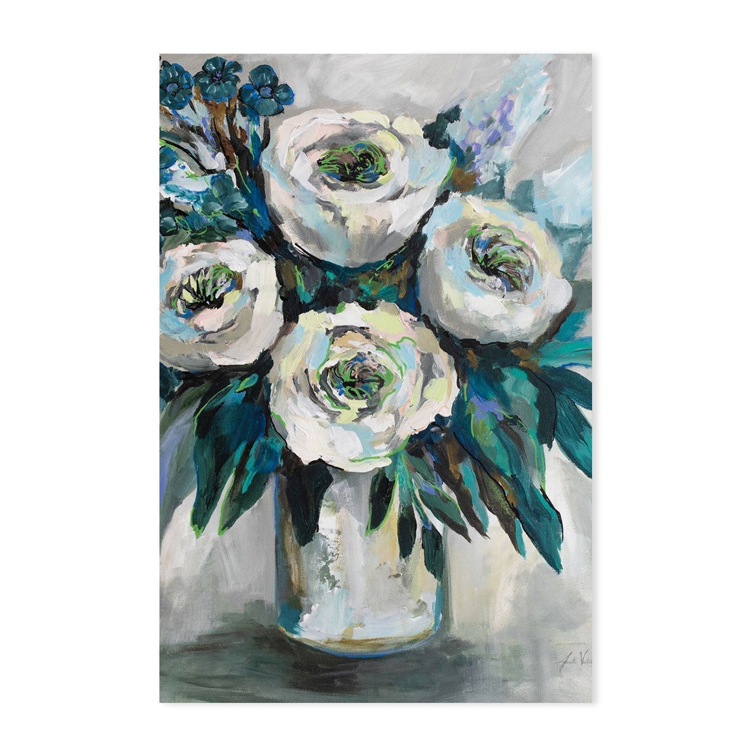 wall-art-print-canvas-poster-framed-White Roses Bouquet-by-Jeanette Vertentes-Gioia Wall Art