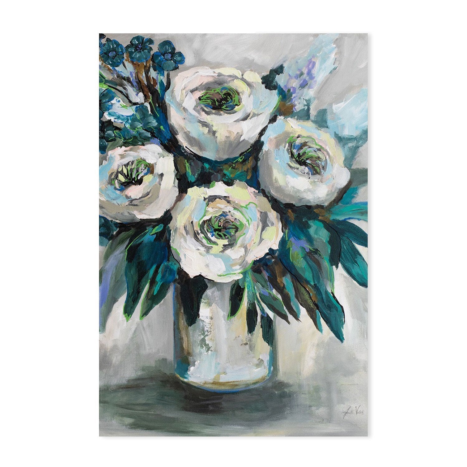 wall-art-print-canvas-poster-framed-White Roses Bouquet-by-Jeanette Vertentes-Gioia Wall Art