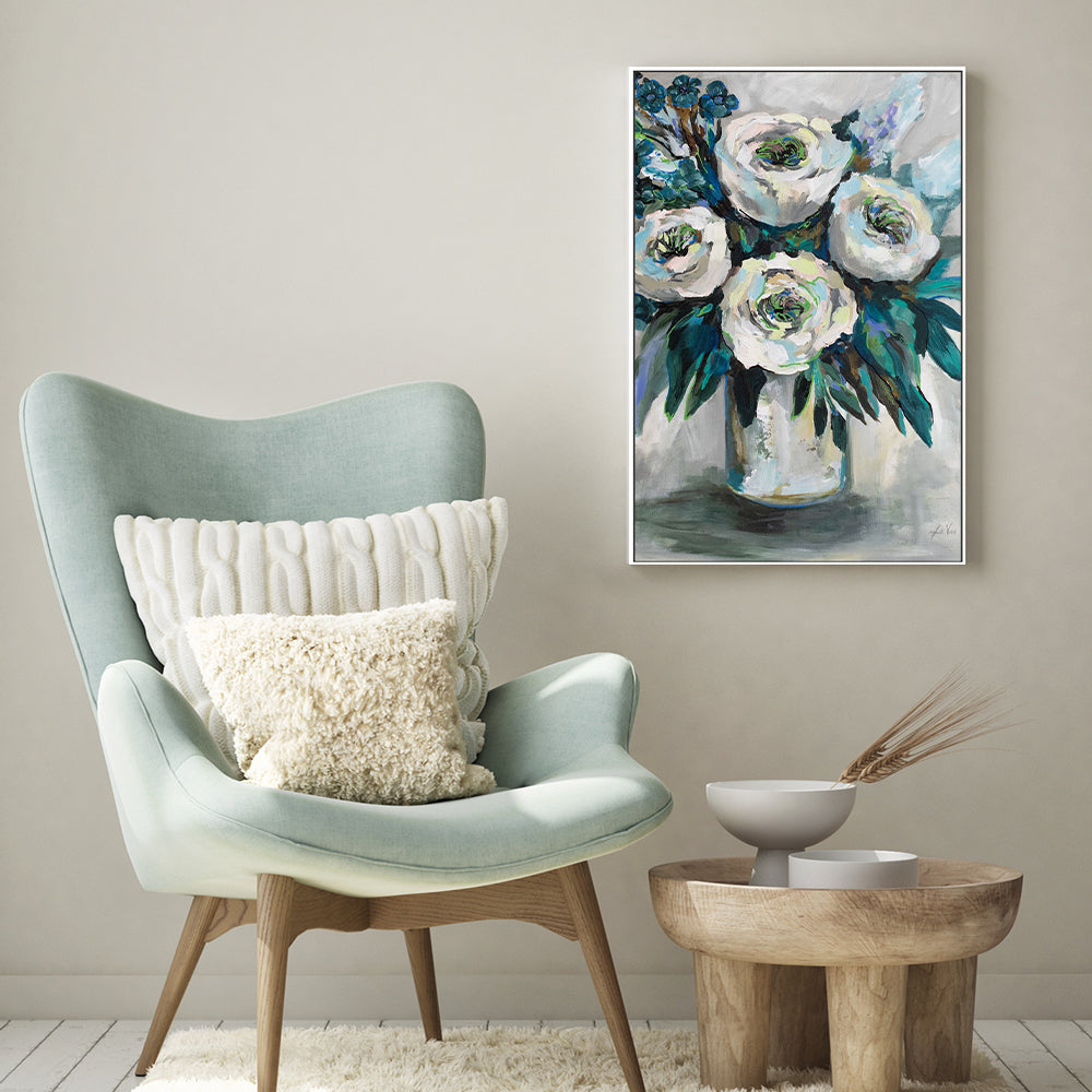 wall-art-print-canvas-poster-framed-White Roses Bouquet-by-Jeanette Vertentes-Gioia Wall Art