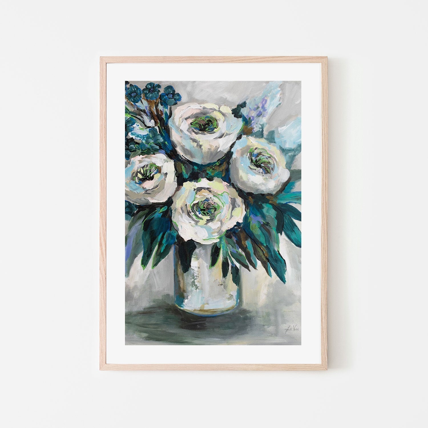 wall-art-print-canvas-poster-framed-White Roses Bouquet-by-Jeanette Vertentes-Gioia Wall Art