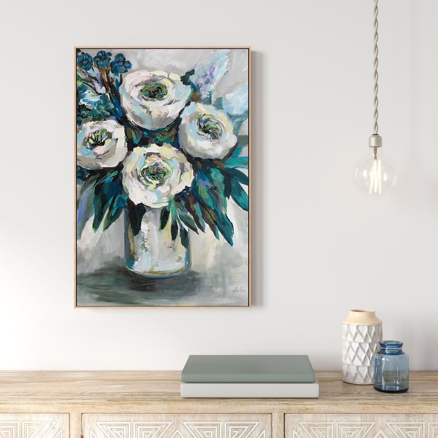 wall-art-print-canvas-poster-framed-White Roses Bouquet-by-Jeanette Vertentes-Gioia Wall Art