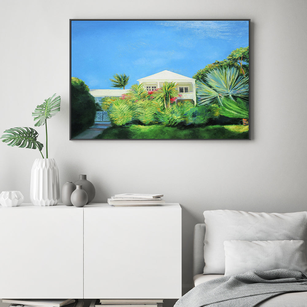 wall-art-print-canvas-poster-framed-White Villa , By Ieva Baklane-GIOIA-WALL-ART