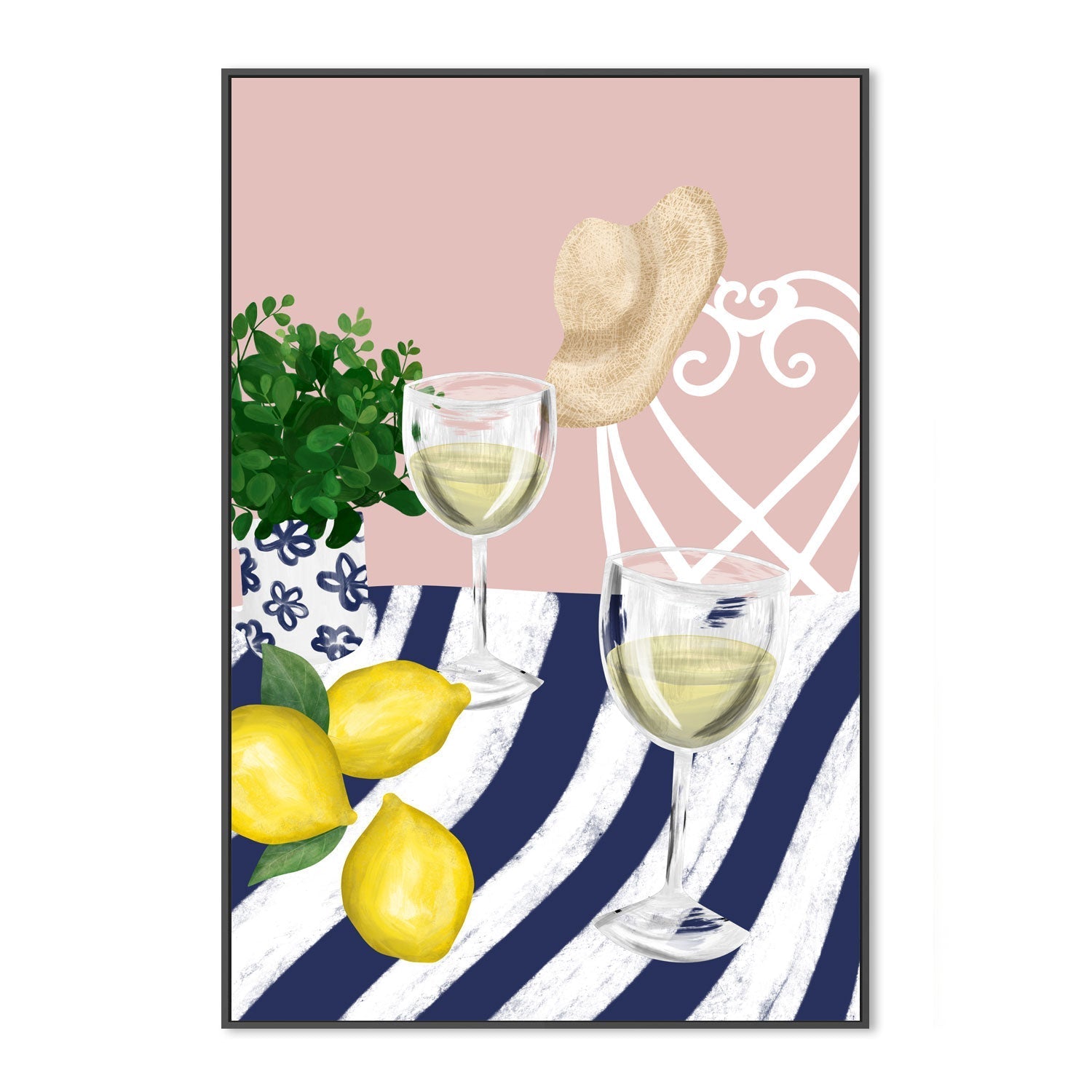 wall-art-print-canvas-poster-framed-White Wine For Two , By Emelie Maria-3