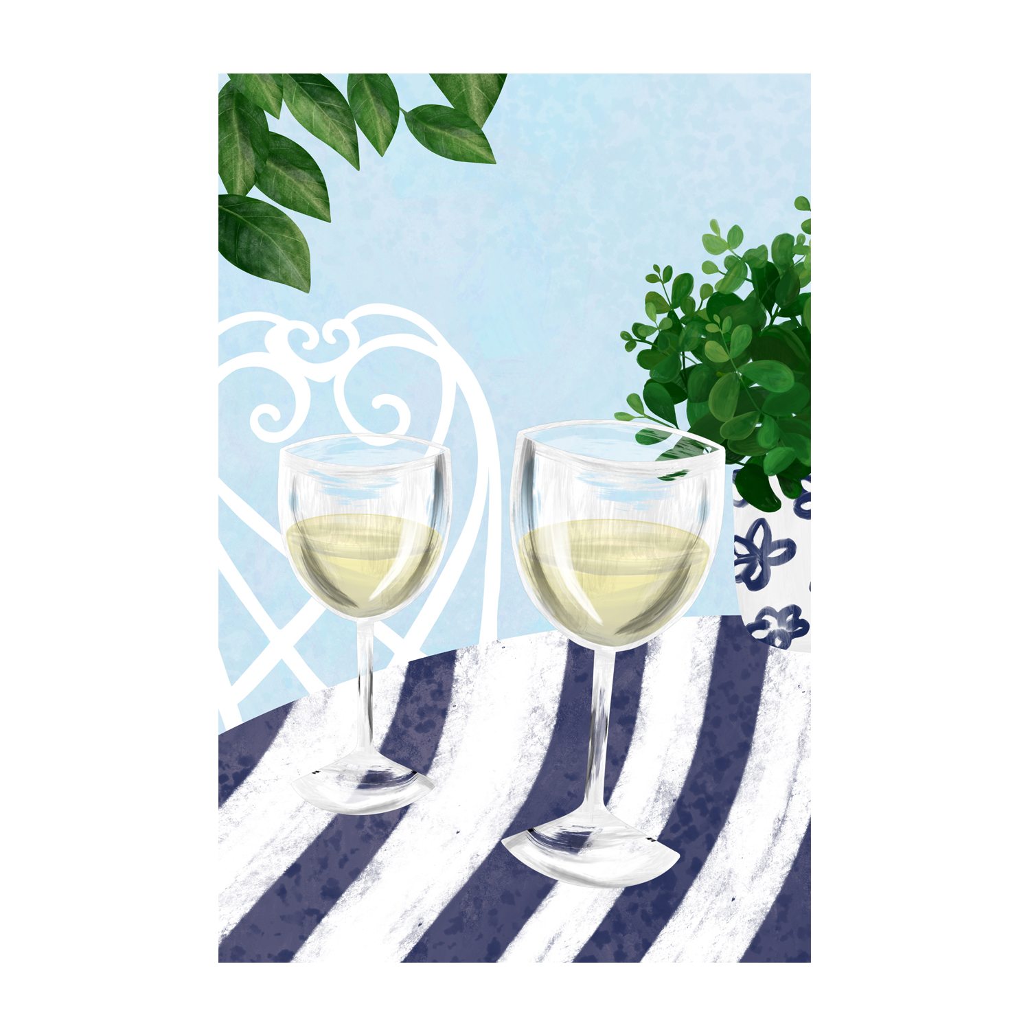 wall-art-print-canvas-poster-framed-White Wine Under The Tree , By Emelie Maria-1