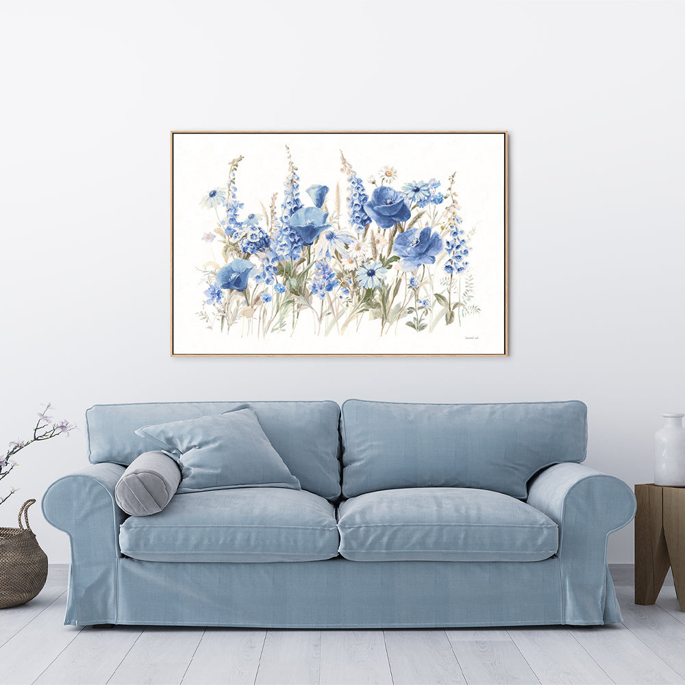 wall-art-print-canvas-poster-framed-Wildflowers in Bloom Blue-by-Danhui Nai-Gioia Wall Art