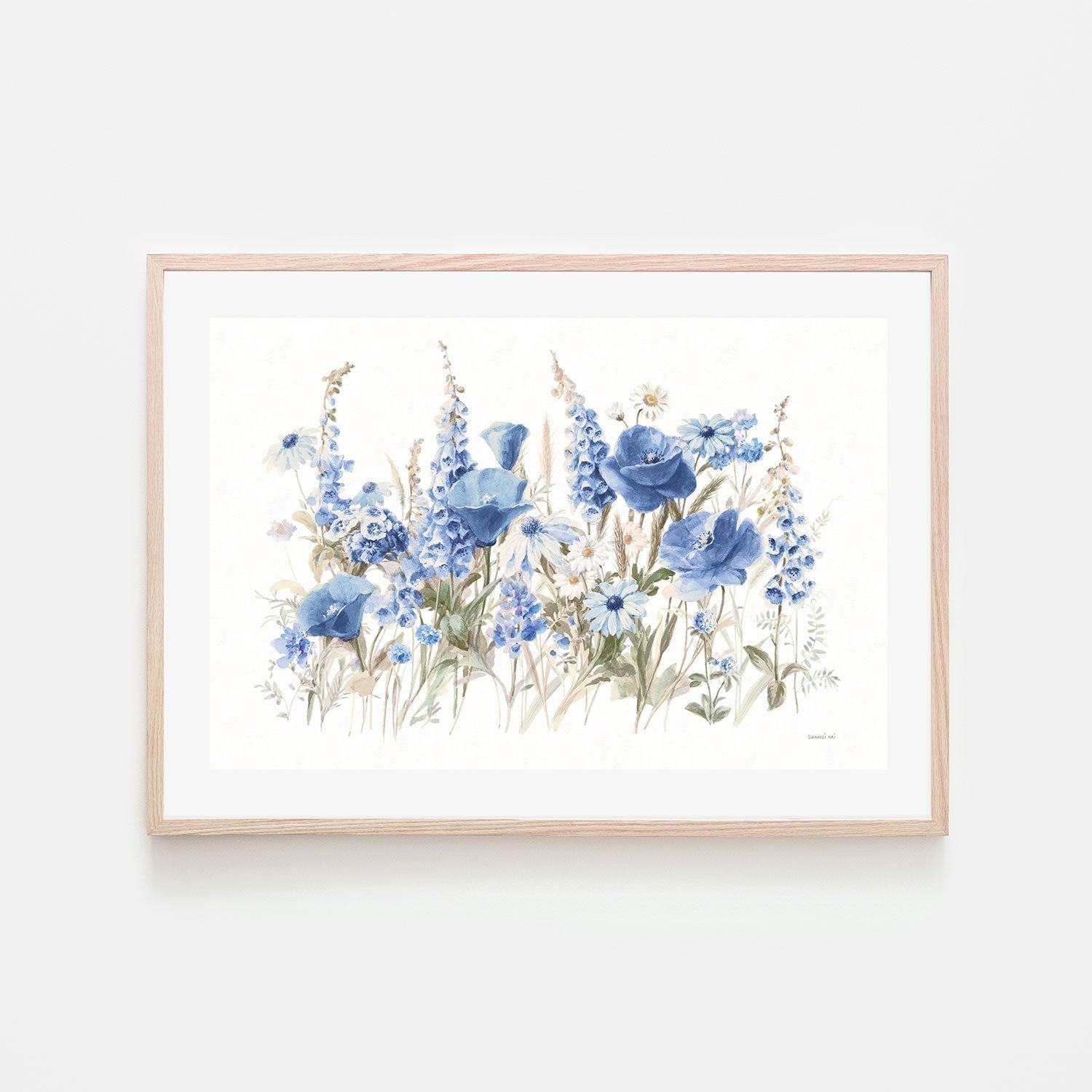 wall-art-print-canvas-poster-framed-Wildflowers in Bloom Blue-by-Danhui Nai-Gioia Wall Art