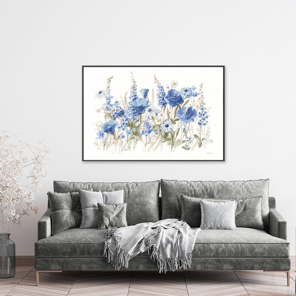 wall-art-print-canvas-poster-framed-Wildflowers in Bloom Blue-by-Danhui Nai-Gioia Wall Art