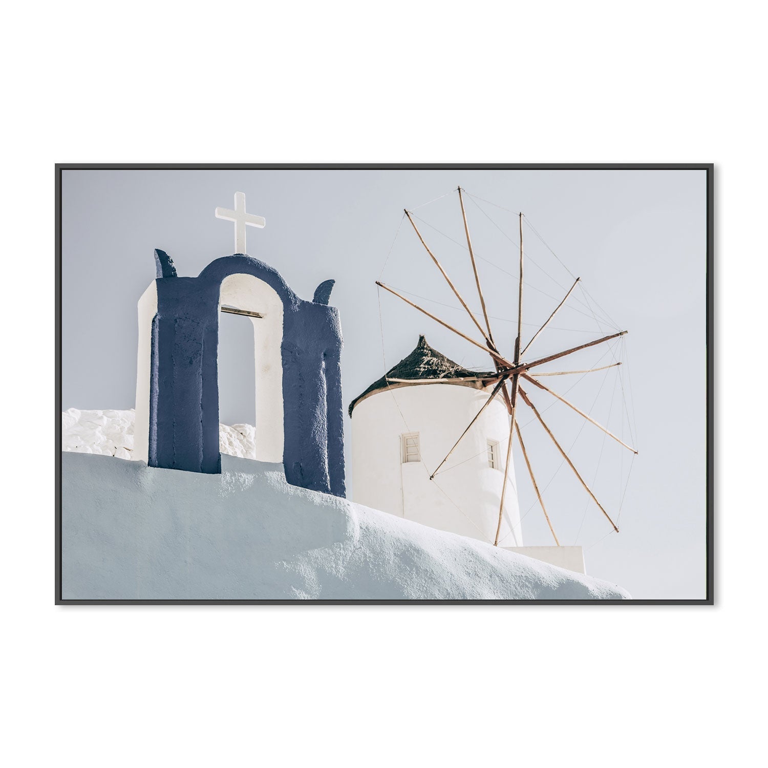 Windmill in Oia town, Santorini, Greece-Gioia-Prints-Framed-Canvas-Poster-GIOIA-WALL-ART