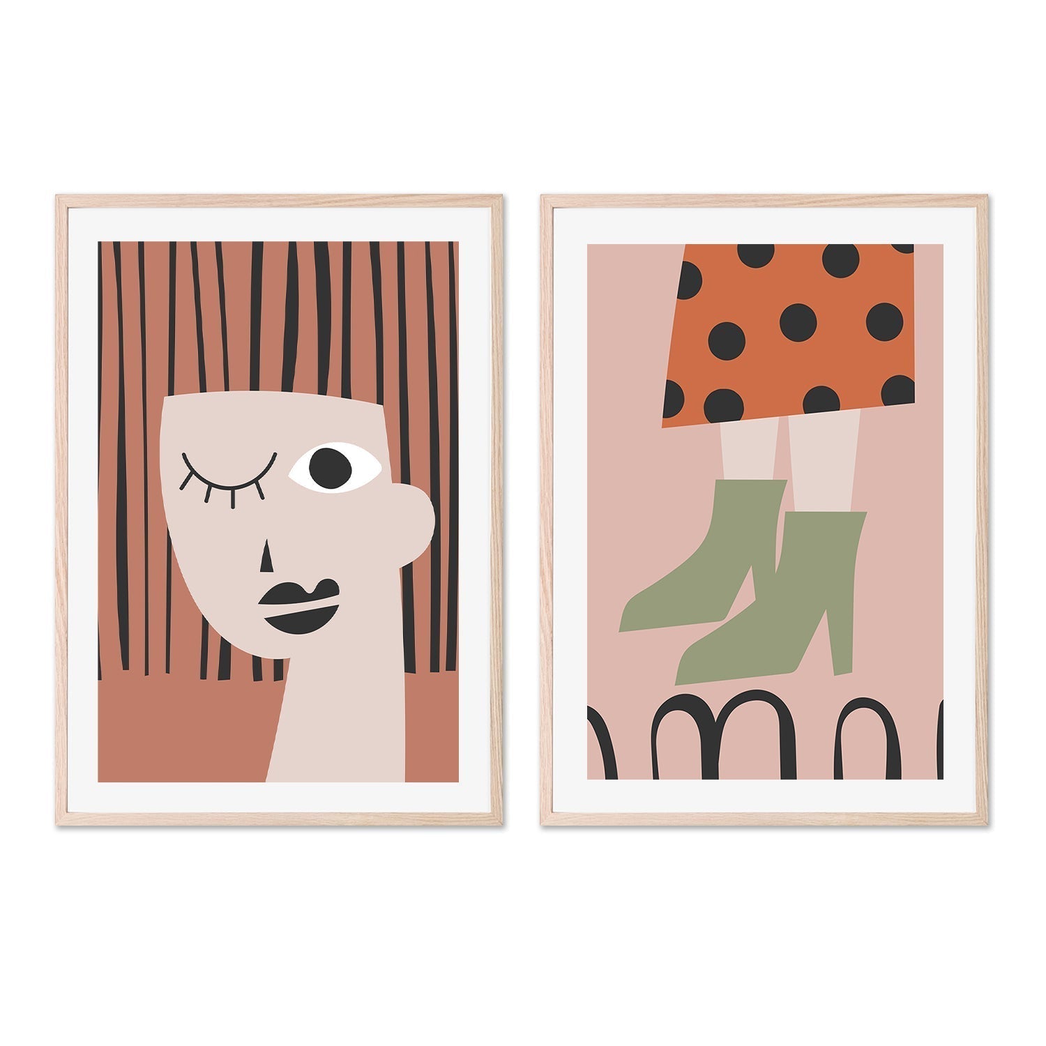 wall-art-print-canvas-poster-framed-Winking with Green Boots, Set of 2-GIOIA-WALL-ART