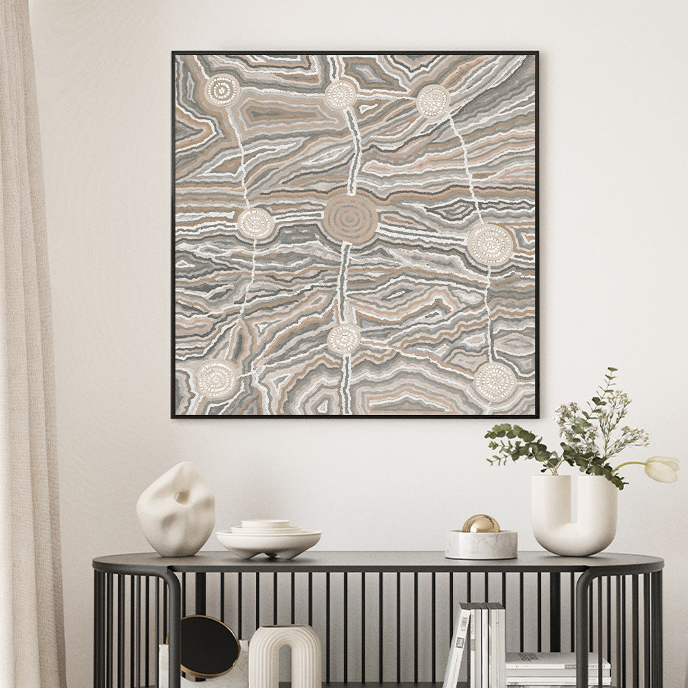 wall-art-print-canvas-poster-framed-Worm Dreaming, Beige Tones, By Khatija Possum , By Khatija Possum-GIOIA-WALL-ART