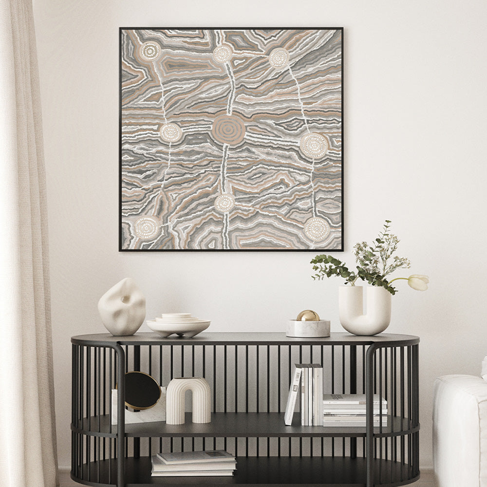 wall-art-print-canvas-poster-framed-Worm Dreaming, Beige Tones, By Khatija Possum , By Khatija Possum-GIOIA-WALL-ART