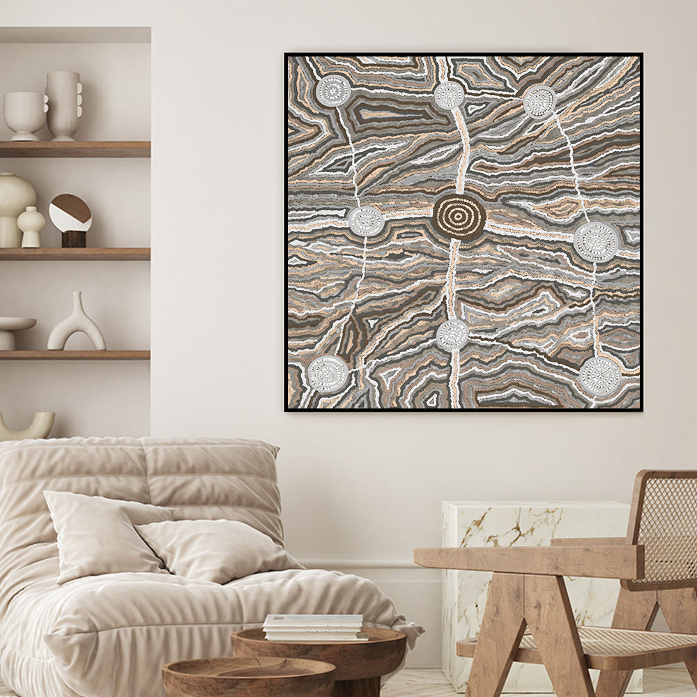 wall-art-print-canvas-poster-framed-Worm Dreaming, Brown Tones, By Khatija Possum , By Khatija Possum-GIOIA-WALL-ART