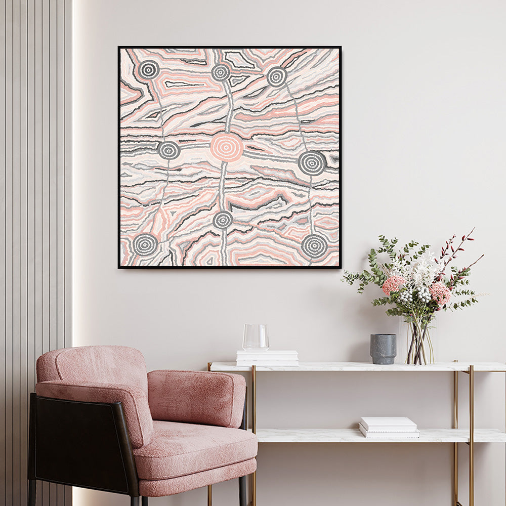 wall-art-print-canvas-poster-framed-Worm Dreaming, Pink Tones, By Khatija Possum , By Khatija Possum-GIOIA-WALL-ART