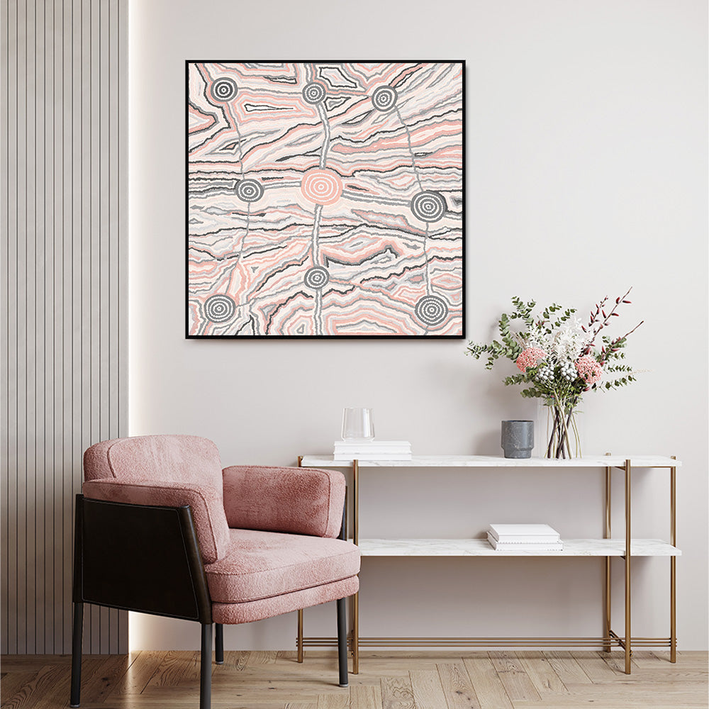 wall-art-print-canvas-poster-framed-Worm Dreaming, Pink Tones, By Khatija Possum , By Khatija Possum-GIOIA-WALL-ART