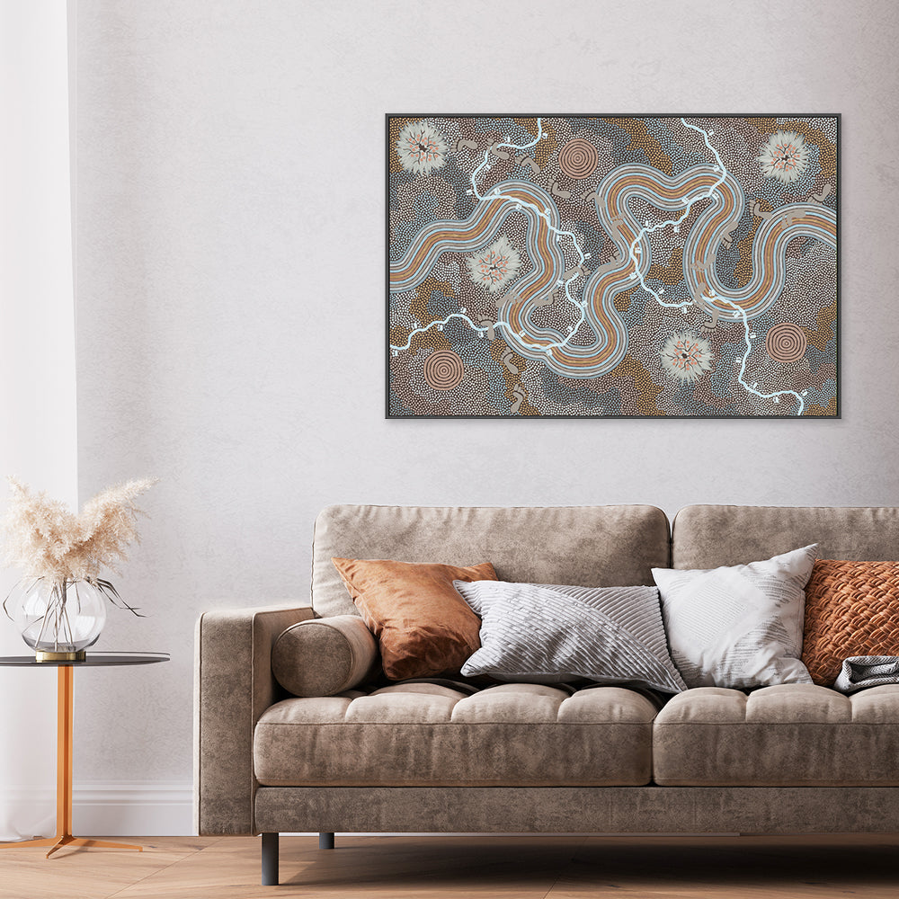 wall-art-print-canvas-poster-framed-Worm Dreaming, Style A-by-Danny Tjampitjinpa Possum-Gioia Wall Art