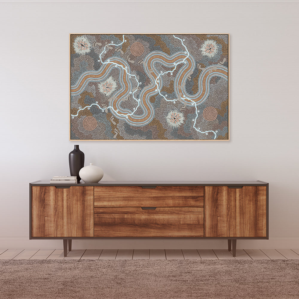 wall-art-print-canvas-poster-framed-Worm Dreaming, Style A-by-Danny Tjampitjinpa Possum-Gioia Wall Art