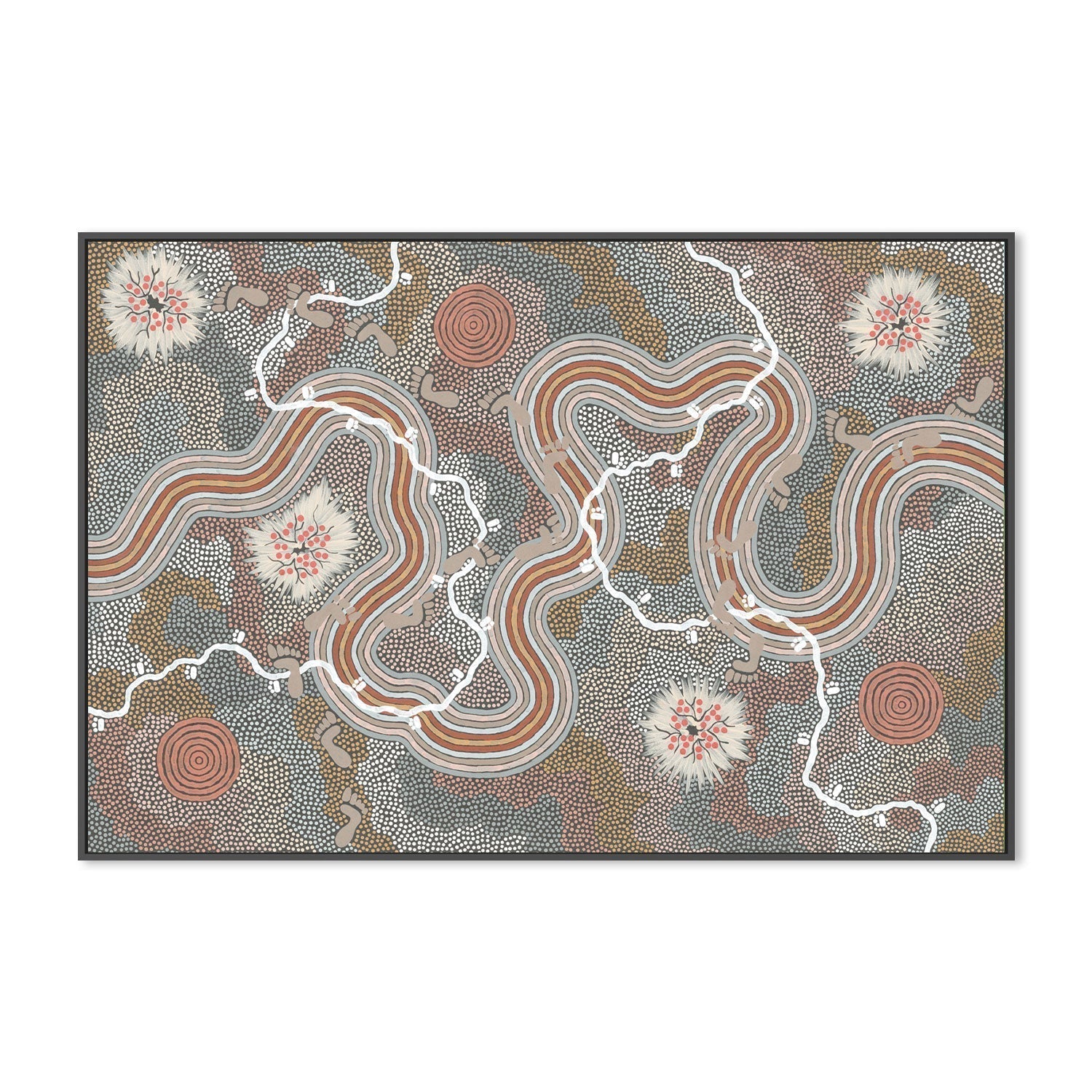 wall-art-print-canvas-poster-framed-Worm Dreaming, Style B-by-Danny Tjampitjinpa Possum-Gioia Wall Art