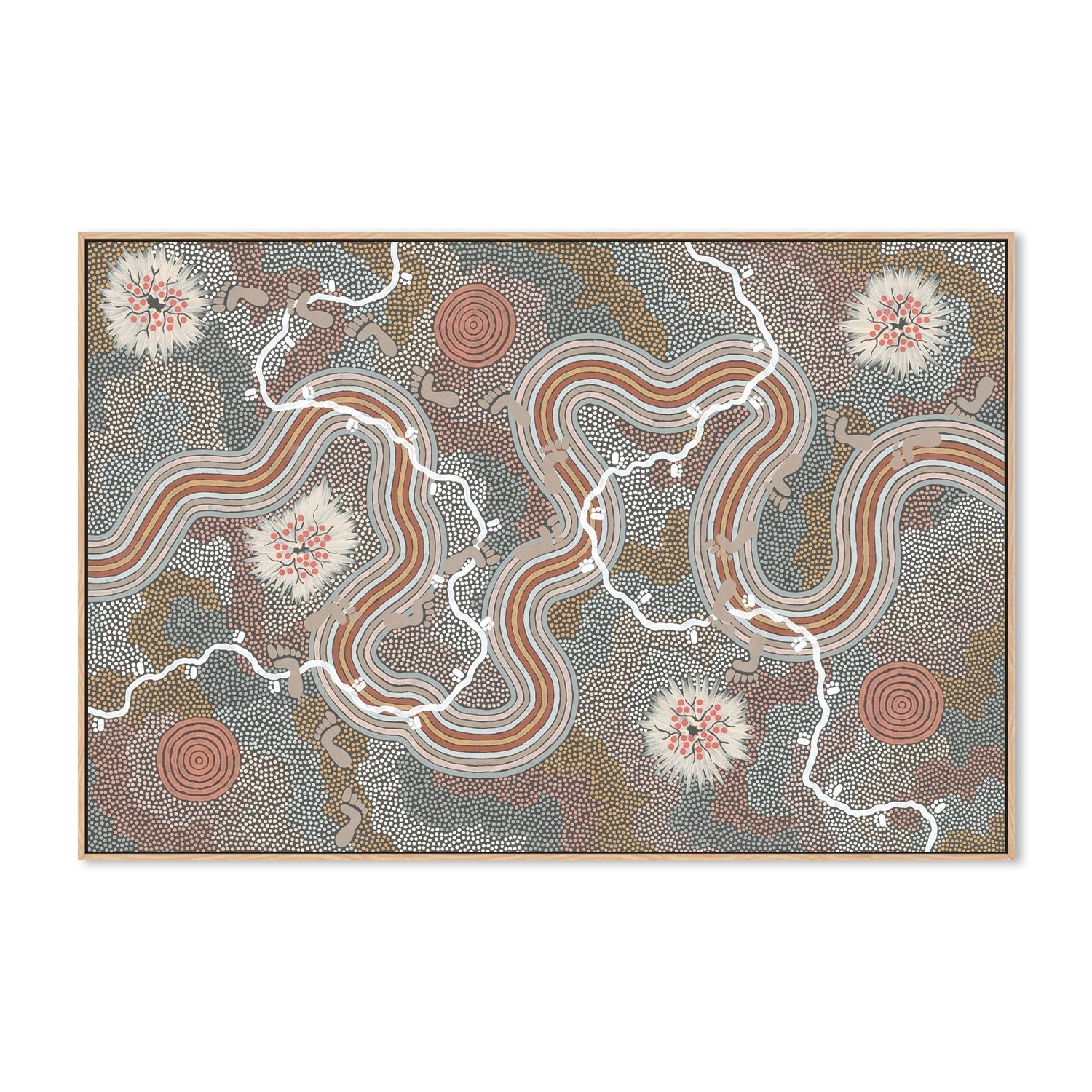 wall-art-print-canvas-poster-framed-Worm Dreaming, Style B-by-Danny Tjampitjinpa Possum-Gioia Wall Art