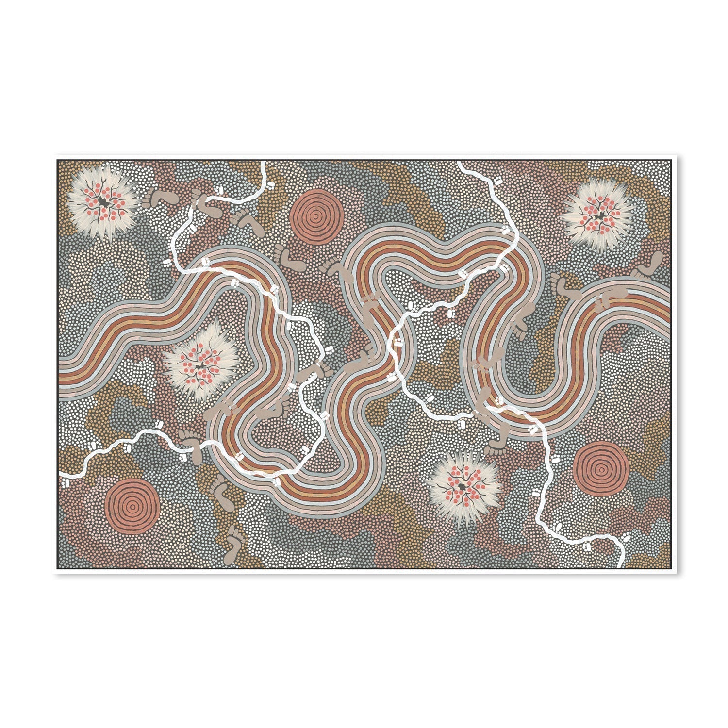 wall-art-print-canvas-poster-framed-Worm Dreaming, Style B-by-Danny Tjampitjinpa Possum-Gioia Wall Art