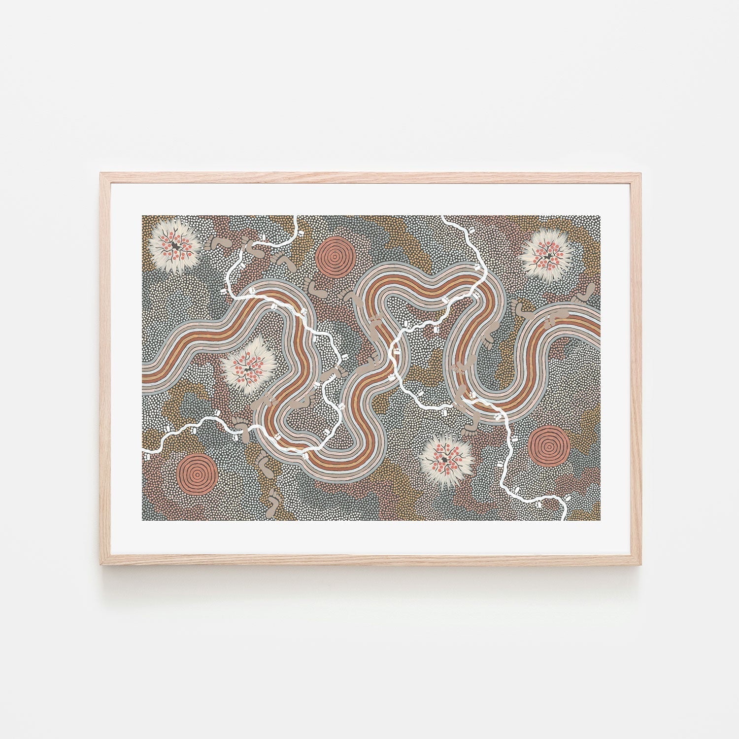 wall-art-print-canvas-poster-framed-Worm Dreaming, Style B-by-Danny Tjampitjinpa Possum-Gioia Wall Art