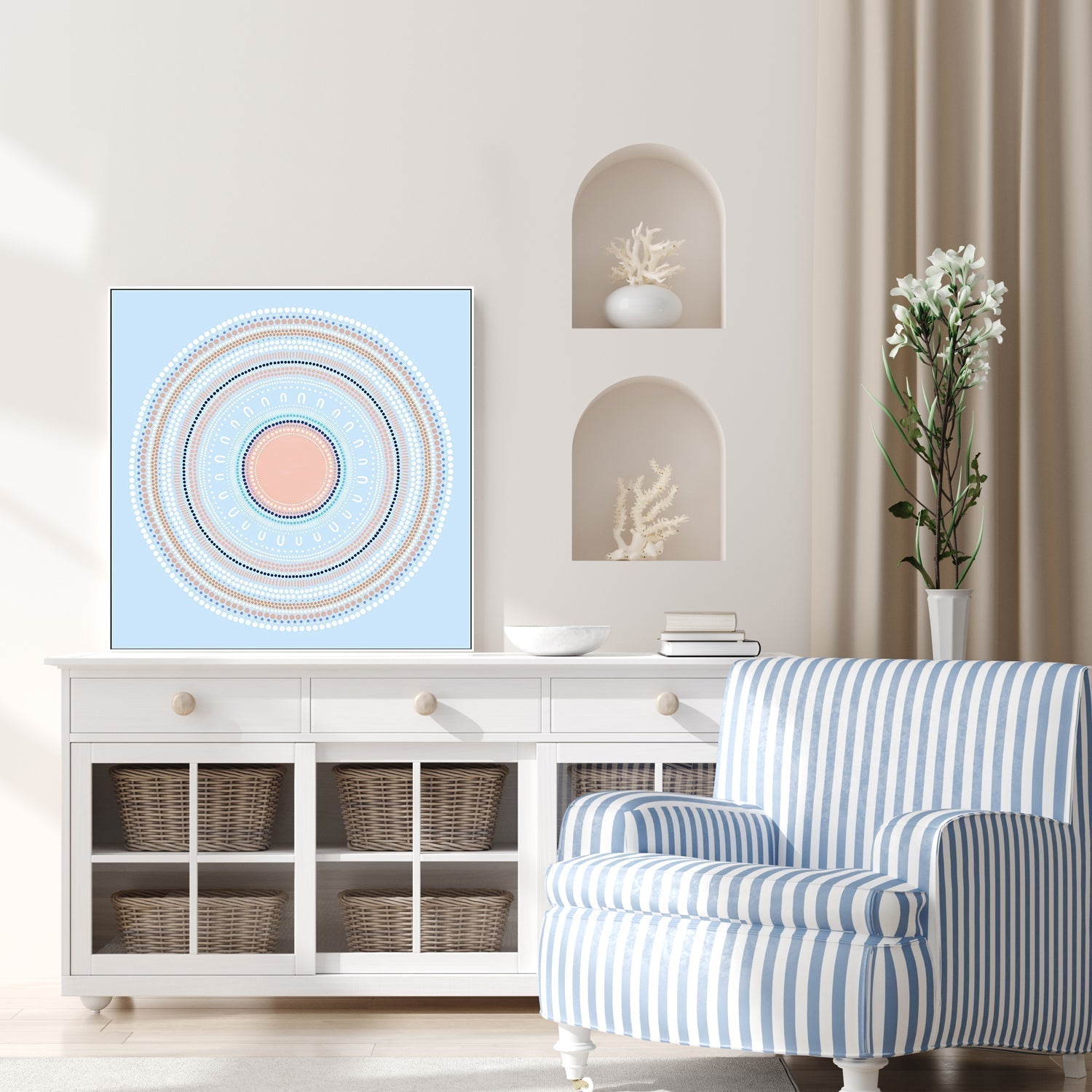 wall-art-print-canvas-poster-framed-Yarning Circle Gathering, Blue, Style A-by-Sherri Cummins-Gioia Wall Art