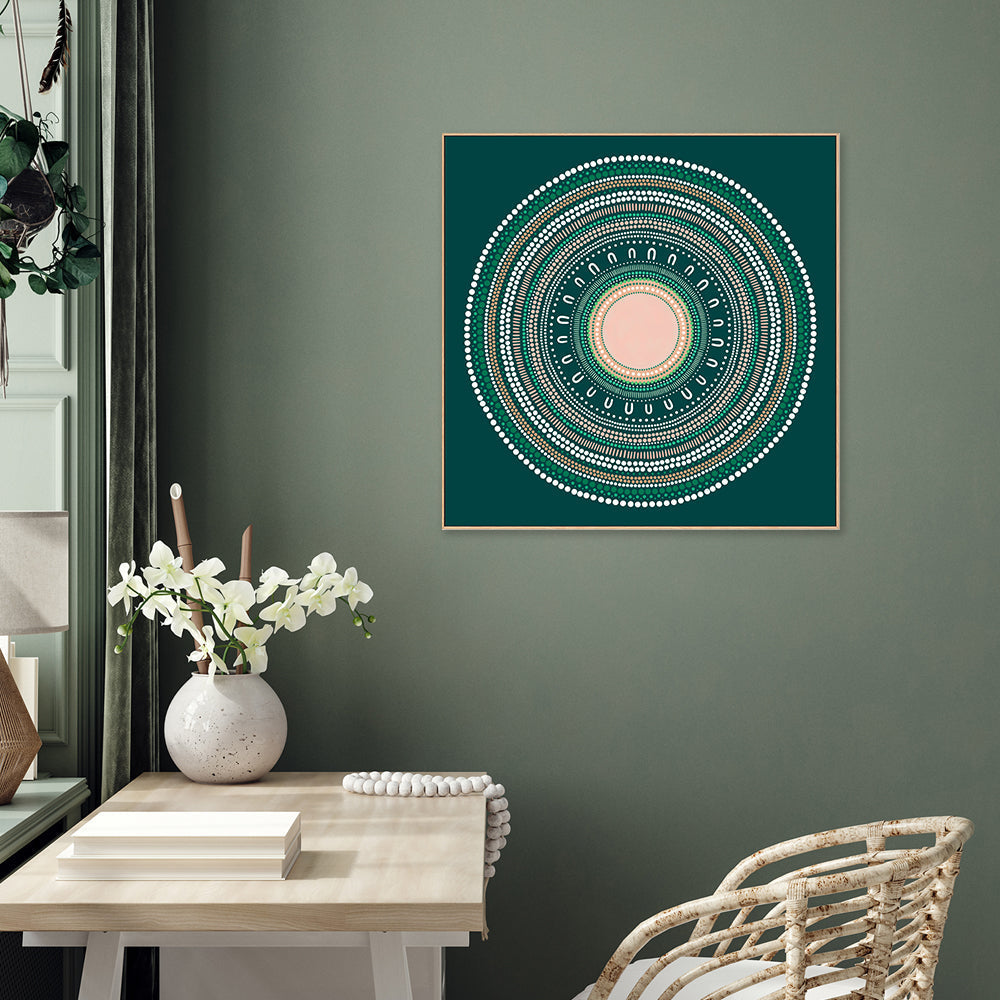 wall-art-print-canvas-poster-framed-Yarning Circle Gathering, Green, Style A-by-Sherri Cummins-Gioia Wall Art