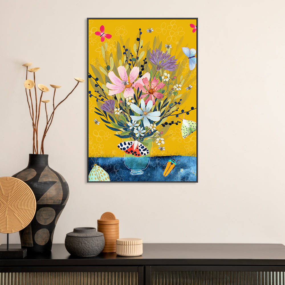 wall-art-print-canvas-poster-framed-Yellow Flowers , By Tracy Loughlin-2