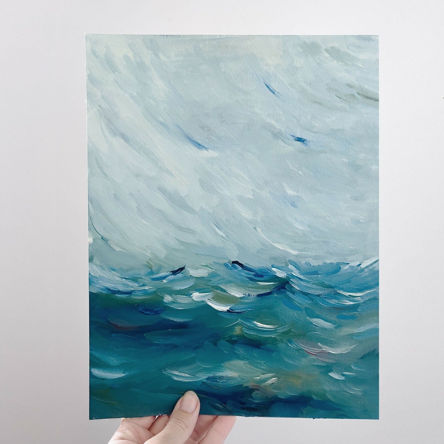 Where The Blue Sky Melds With The Sea, Original Hand-Painted Canvas By Lucrecia Caporale