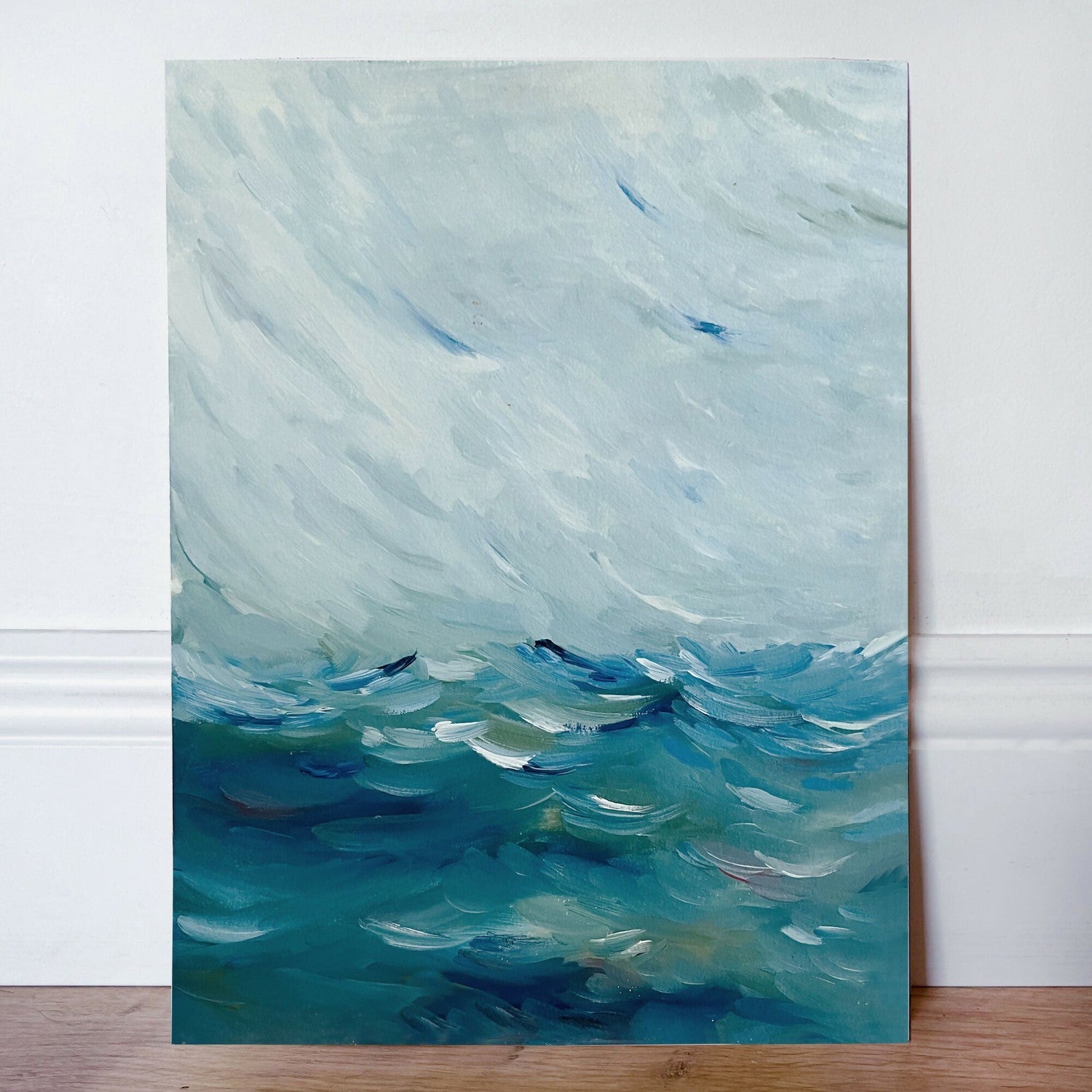 Where The Blue Sky Melds With The Sea, Original Hand-Painted Canvas By Lucrecia Caporale