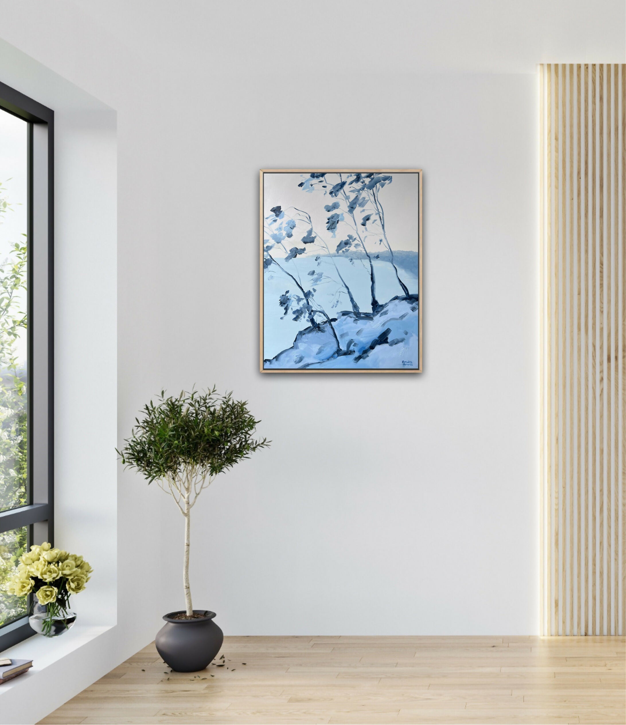 Straddie in Blue , Original Hand-Painted Canvas By Meredith Howse